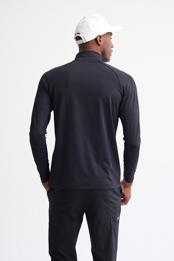 CollarBlocked Mock-Neck Long-Sleeve T-Shirt(Color-block mock-neck long-sleeved T-shirt)