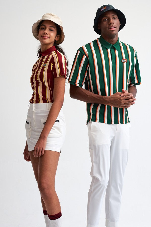 Multi Stripe Pattern PoloT-Shirt(multi-stripe pattern polo t-shirt)