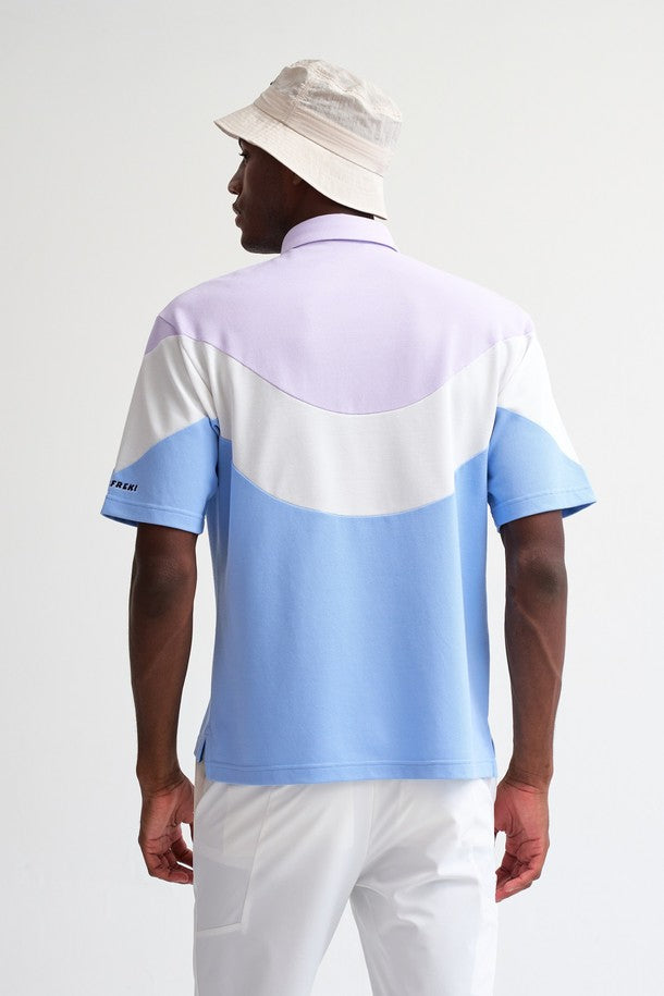 Tri-Color Wave-Cut Pique T-Shirt(tricolor wave cut pique T-shirt)