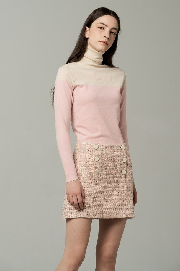 PREMIUM TWEED DOUBLE BUTTON SKIRT