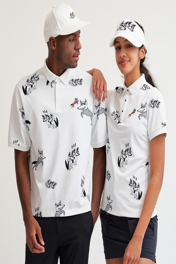 Geri & Freki Character Printed Collar MenT-Shirt(Geri&Freki character print collar T-shirt)