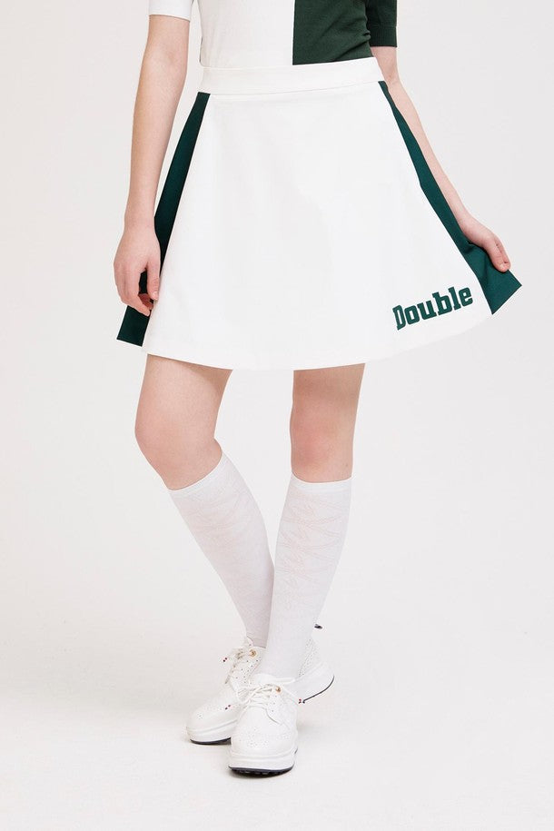 DF Ivory LOGO Lined Mixed Flair Skirt (DWSK2B412IV)