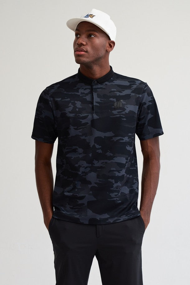 Camouflage China Collar Men T-Shirt(camouflage china collar T-shirt)