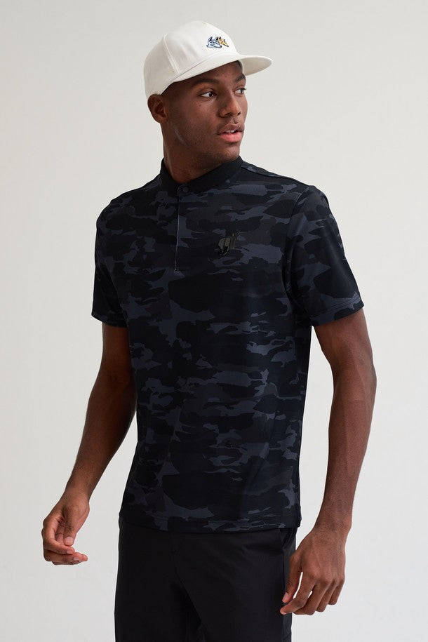 Camouflage China Collar Men T-Shirt(camouflage china collar T-shirt)