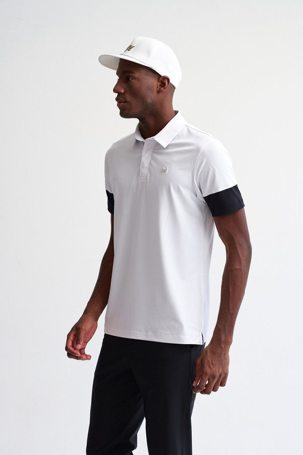 Collar Blocking Collar T-Shirt(sleeve color blocking collar T-shirt)