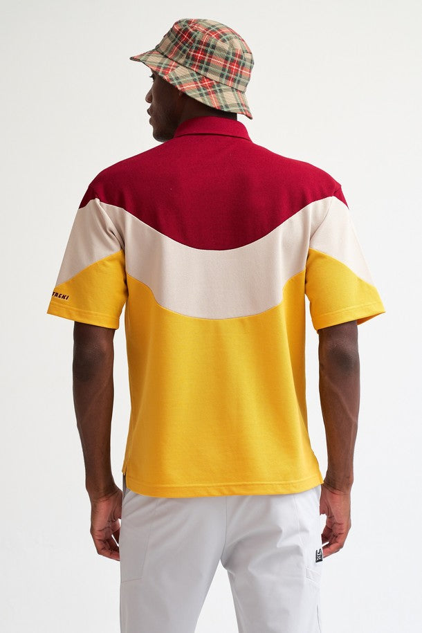 Tri-Color Wave-Cut Pique T-Shirt(tricolor wave cut pique T-shirt)