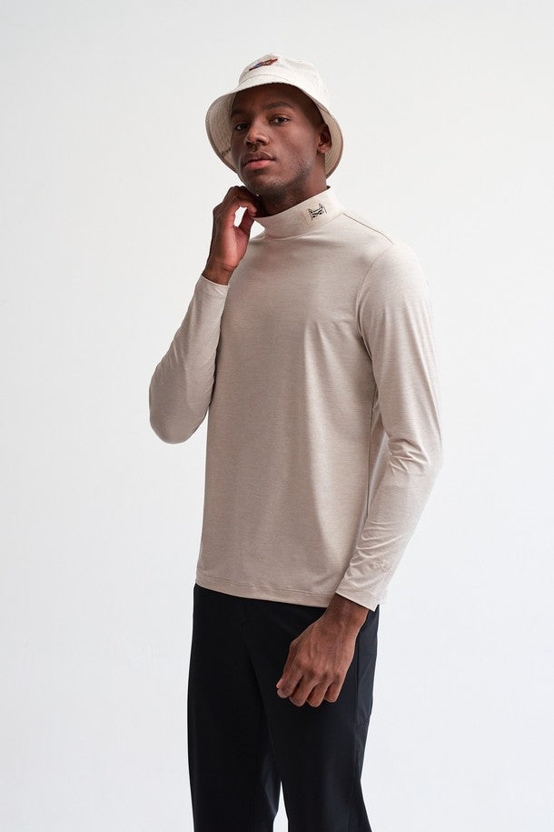 Mock-Neck Long-Sleeve Men T-Shirt(mock-neck long-sleeved T-shirt)