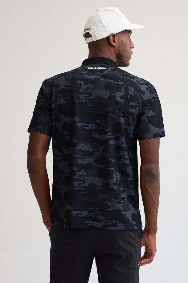 Camouflage China Collar Men T-Shirt(camouflage china collar T-shirt)